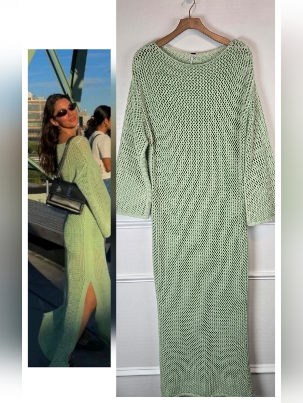 NEW Young Fabulous & Broke 100% Cotton Crochet Santorini Maxi Dress Pistachio M